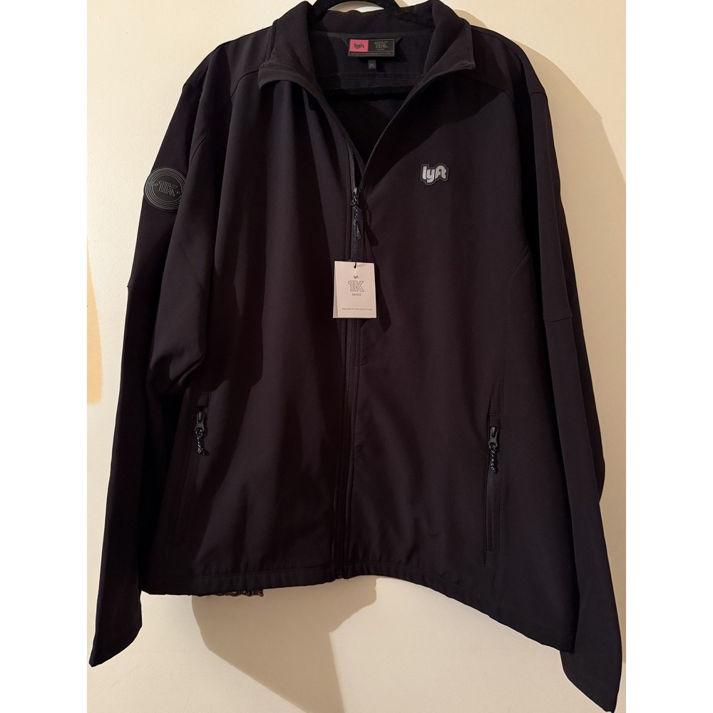 Lyft 1K Driver Black Full Zip Jacket Men's 3XL Water Wind Resistant Fleece Lined